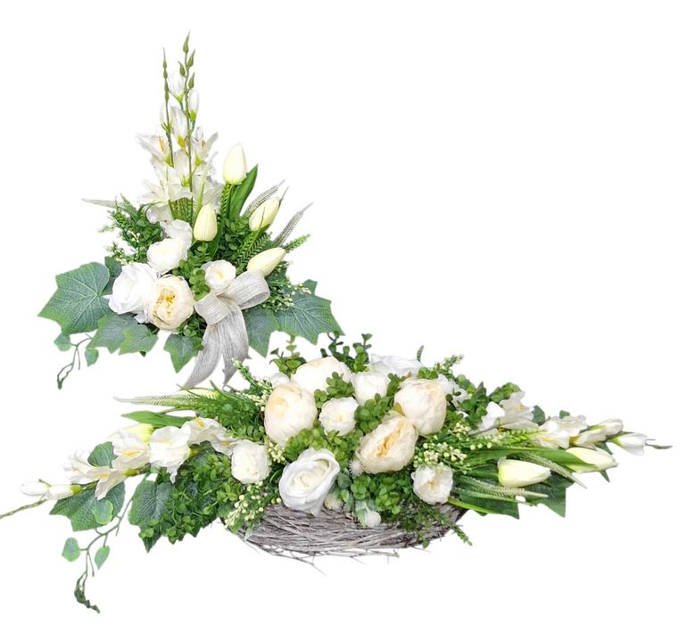 Komplet kompozycji kwiatowych na grób + wkład do wazonu  WG143 wg203