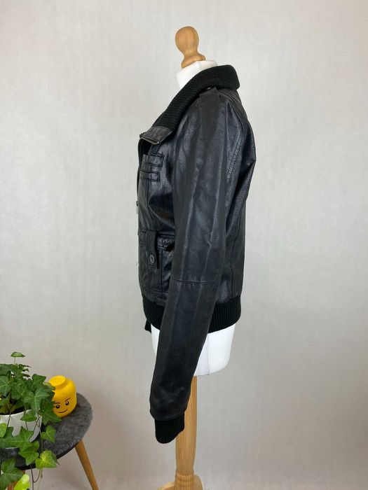 kurtka skórzana damska big collar moto biker real leather jacket