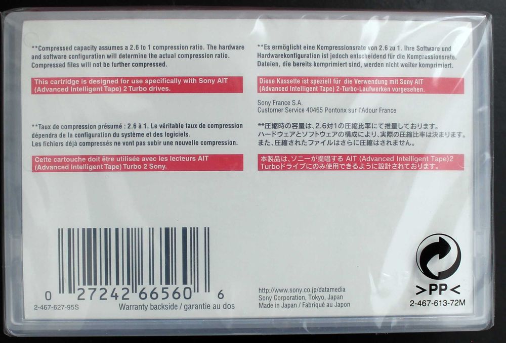 Кассета новая упаковка 10 штук SONY TA1T2-80N 208GB