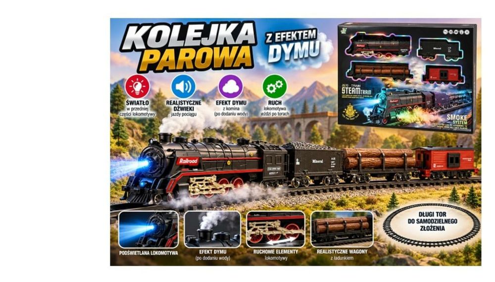 Pociąg elektryczny z efektem dymu ,490x360 mm