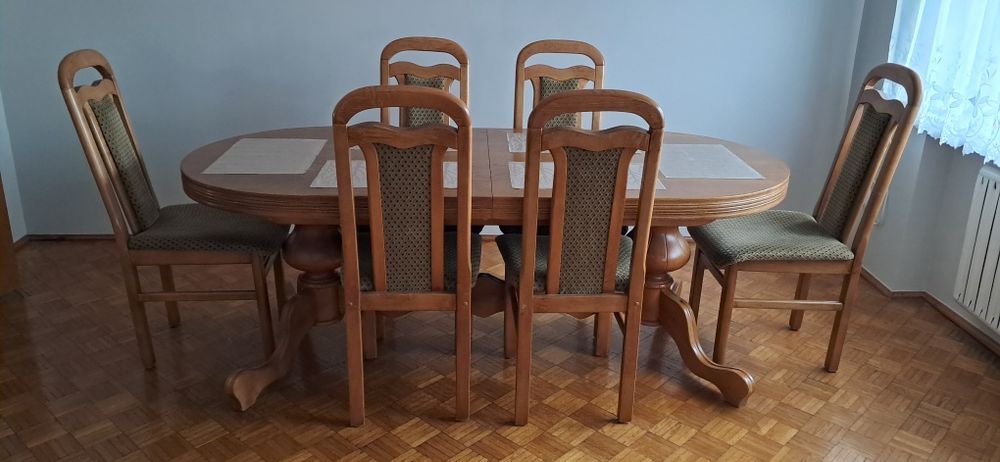 Stół rozkładany + 6 krzeseł