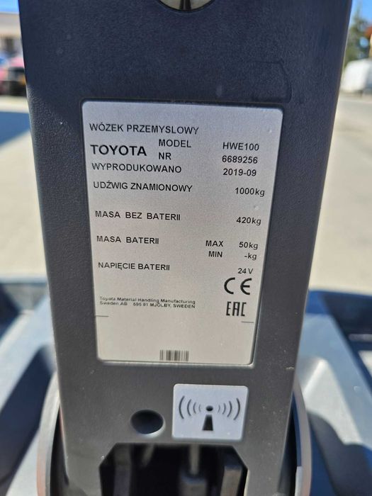 Paleciak elektryczny wózek widłowy BT Toyota 2019 maszt 1,58m 1000kg