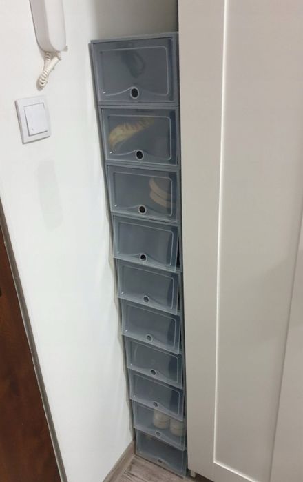 10x Składane pudełka na buty z klapą – organizer plastikowy