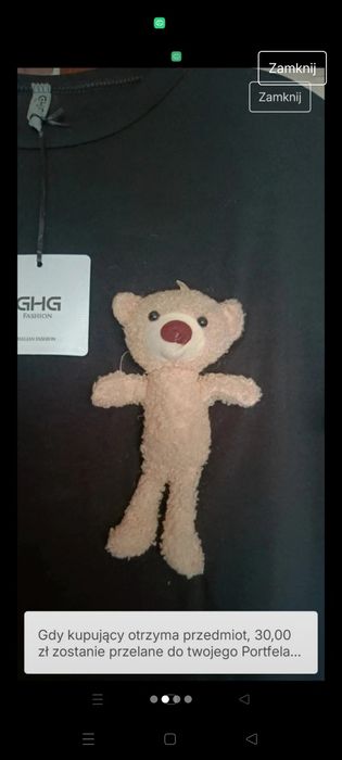 Piękna, czarna tunika z misiami