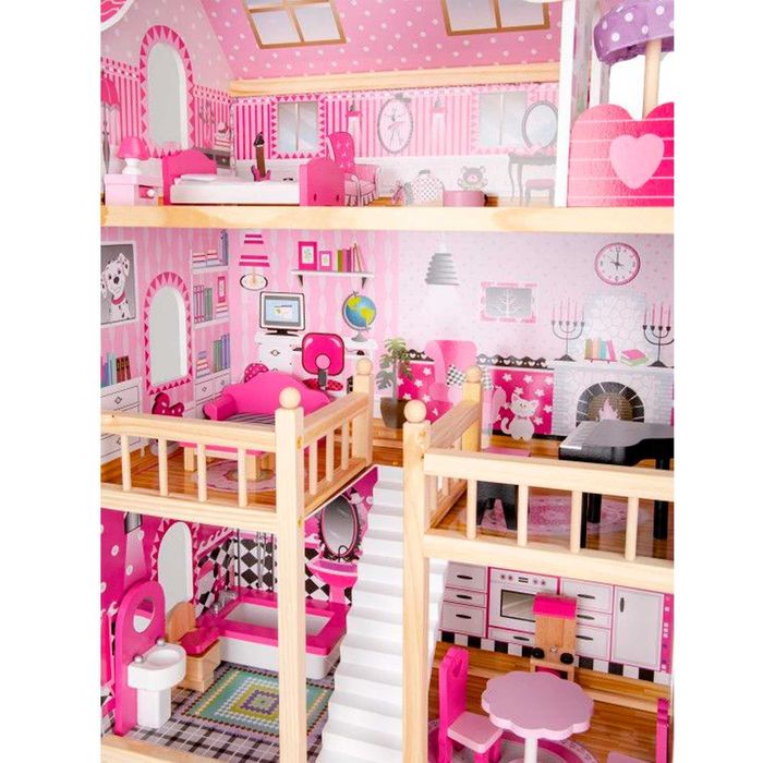 Кукольный домик EcoToys HM006391 Малиновая резиденция с подсветкой