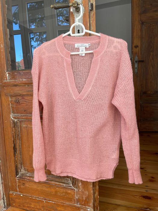 H&M sweter moher pudrowy róż