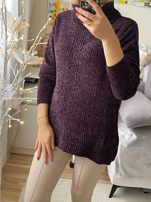 Nowy szenilowy miękki pluszowy sweter damski Liz Claiborne r. S-małe M