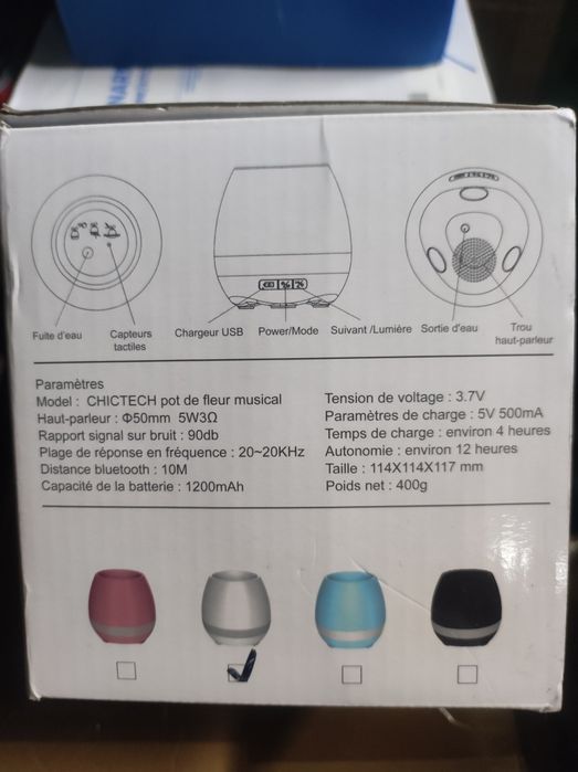 Vaso para flores musical com iluminação led