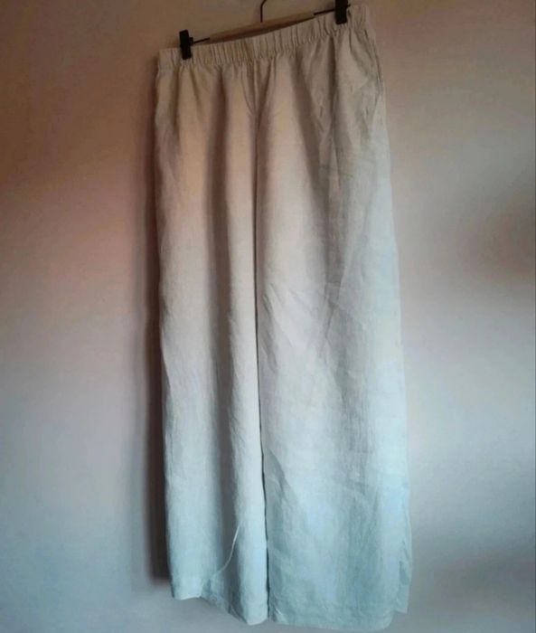 Lniane spodnie z szerokimi nogawkami H&M