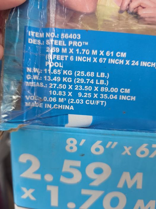 Piscina Bestway Steel Pro 2,59 m x 1,70 m x 61 cm