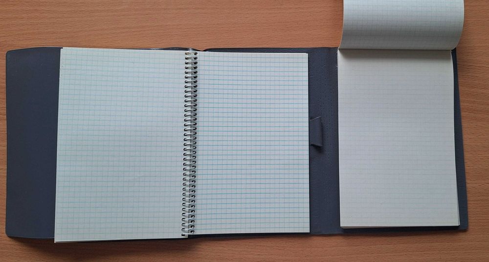 Vintage szara teczka trzyskrzydłowa kołonotatnik A5 notes Introdruk