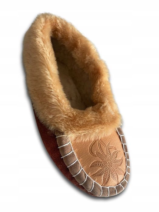 Ciepłe Kapcie Pantofle Damskie Góralskie Bambosze Wełniane ROZM 35-42