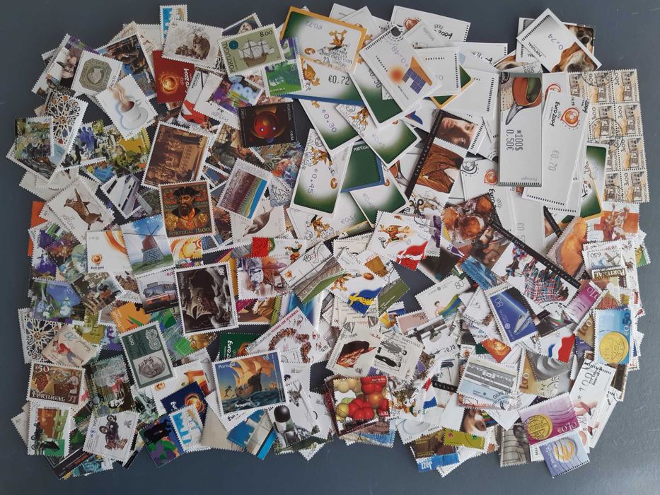 Lote Selos e Etiquetas Novos e Usados de Portugal