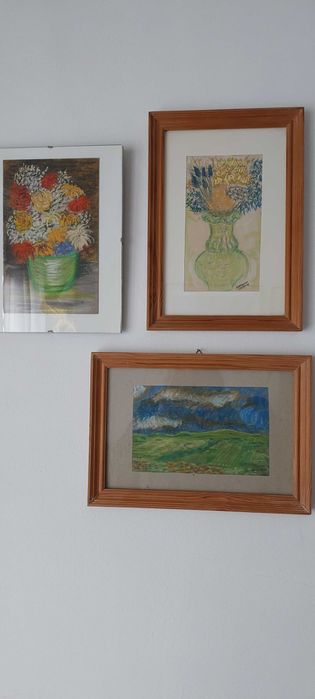 Quadros emoldurados, pinturas pastel sakura sobre papel