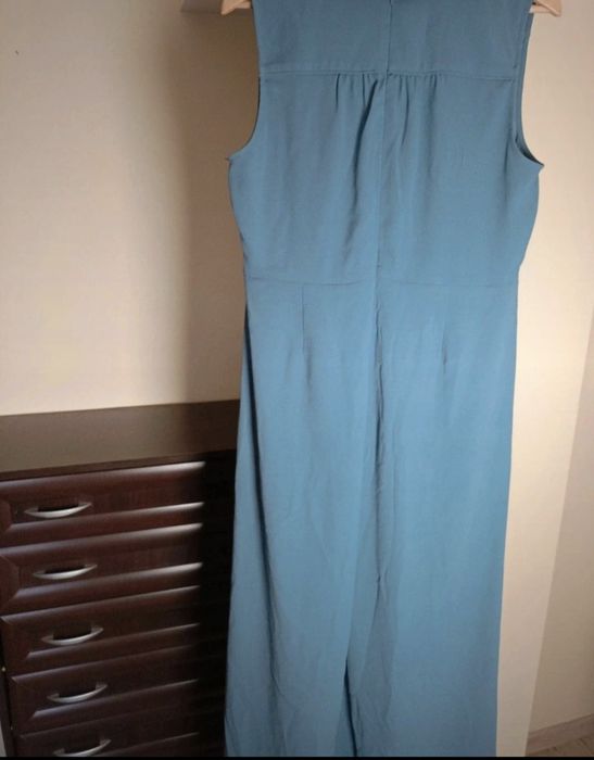 Kombinezon damski elegancki szerokie nogawki niebieski modny XL