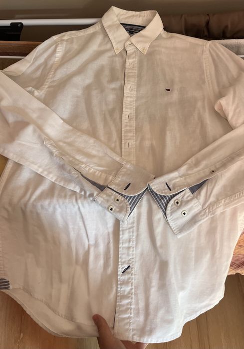 Oryginalna biała koszula Tommy Hilfiger len