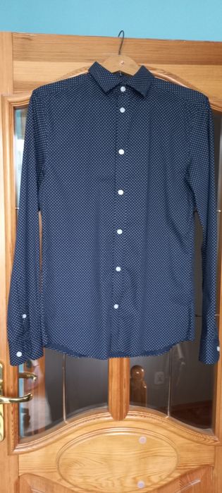 Granatowa elegancka koszula H&M do garnituru, r. 46/S