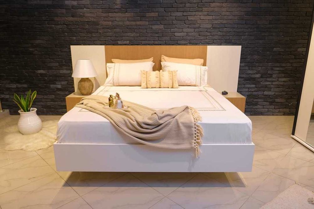 Conjunto Quarto Completo Casal Novo | Cama Roupeiro Cómoda Mesa