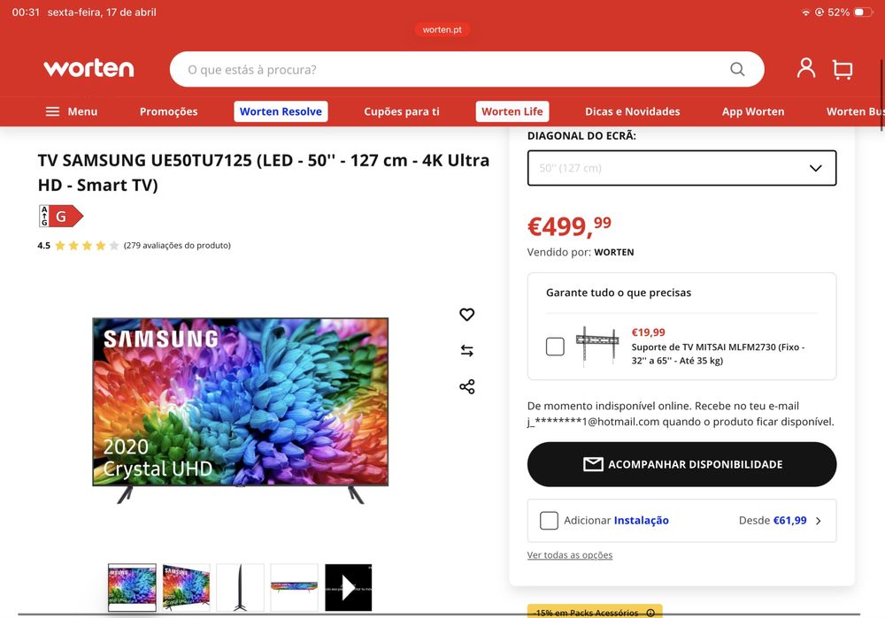 TV SAMSUNG  50'' - 4K Ultra HD - Smart TV   +  SOUND BAR SONY HT-SF150