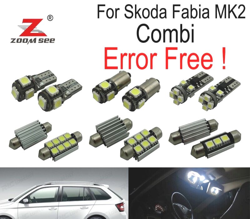KIT COMPLETO DE 17 LÂMPADAS LED INTERIOR SKODA FABIA 2 MK2 MK II COMBI ESTATE WAGON 08-14