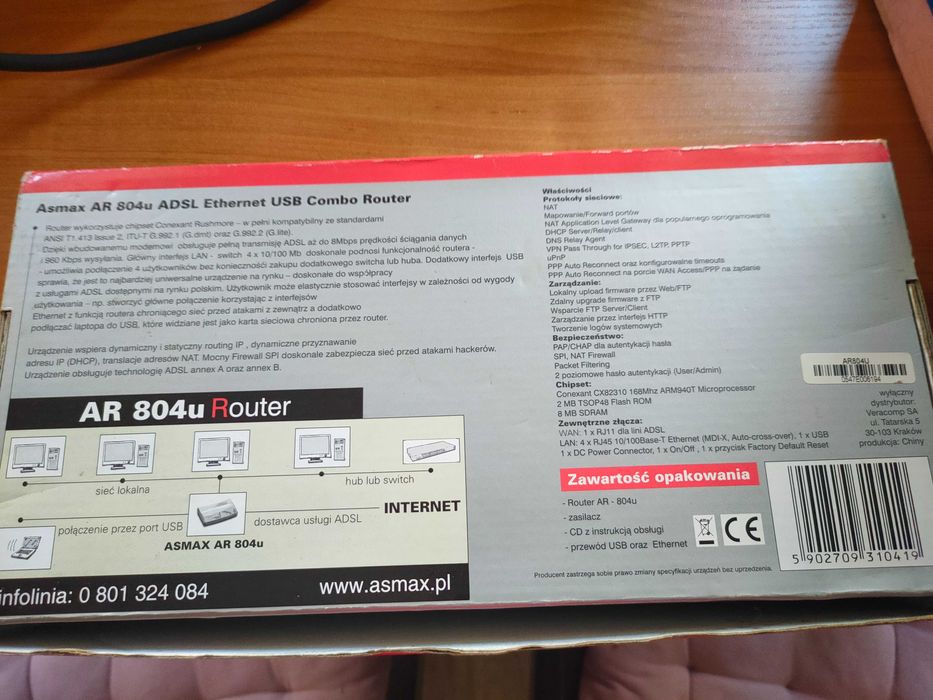Router ASMAX 804u z modemem ADSL