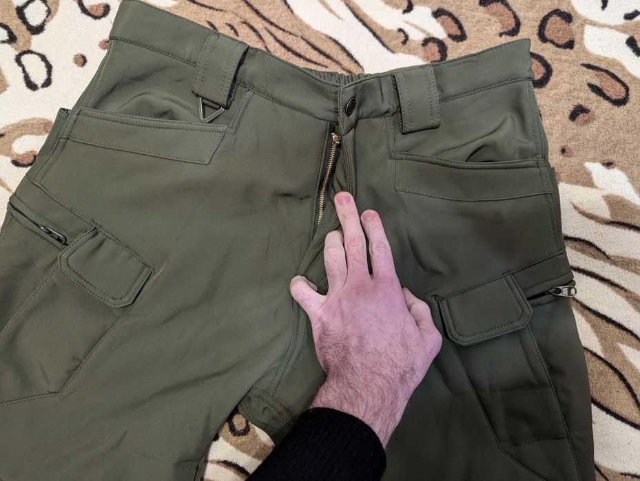 Мужские  теплые карго милитари  soft shell штаны на флисе, XL