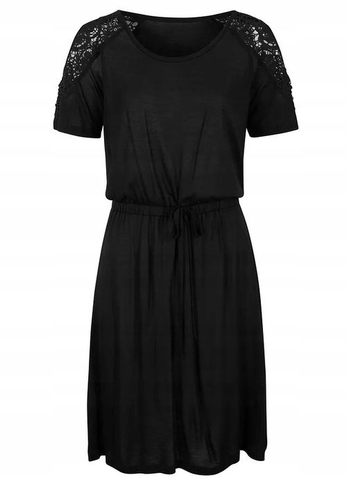 B.P.C sukienka tunika plażowa prześwitująca czarna z koronką ^36/8