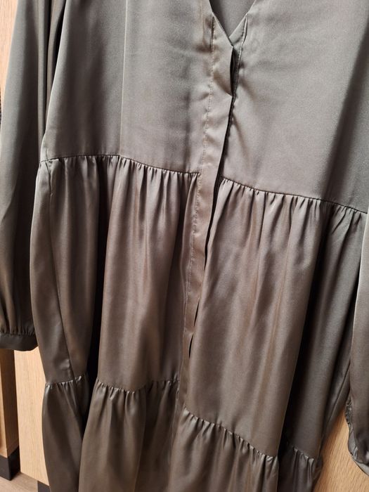 Sukienka hm 36 s khaki zielona satyna