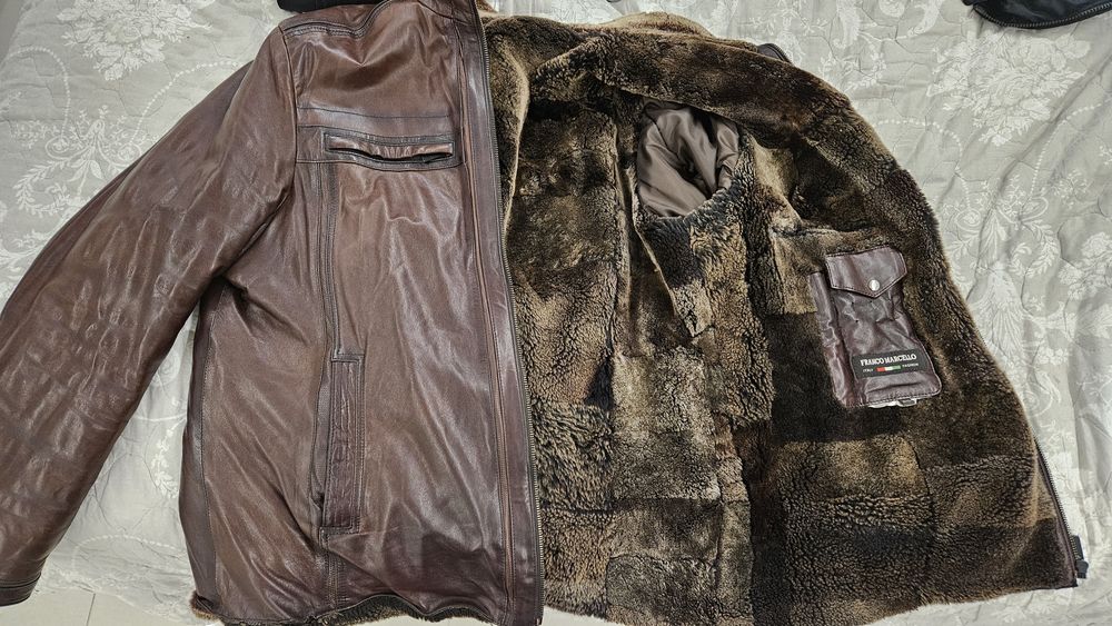 Дублёнка мужская кожа цигейка натуральная зима