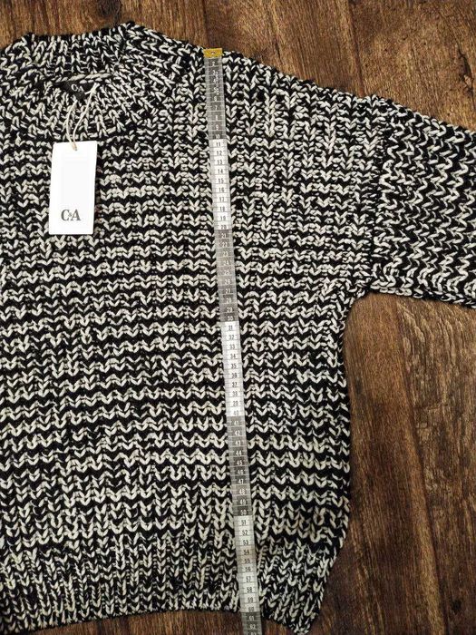 Светр бренду C&A (розмір L), велика в'язка, чорно-білий, максі