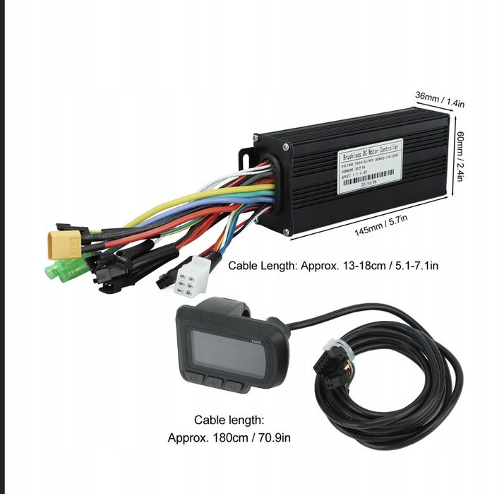 Sterownik 30A +wyświetlacz LCD  24V36V48V60V 250W-1000W-2000W Nowy zes