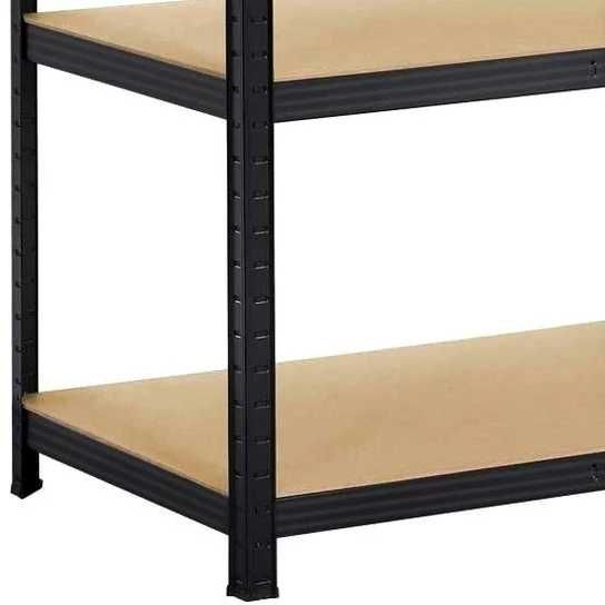 Regał Magazynowy Garażowy Metalowy Czarny Półki MDF 180x90x40Cm 875 kg