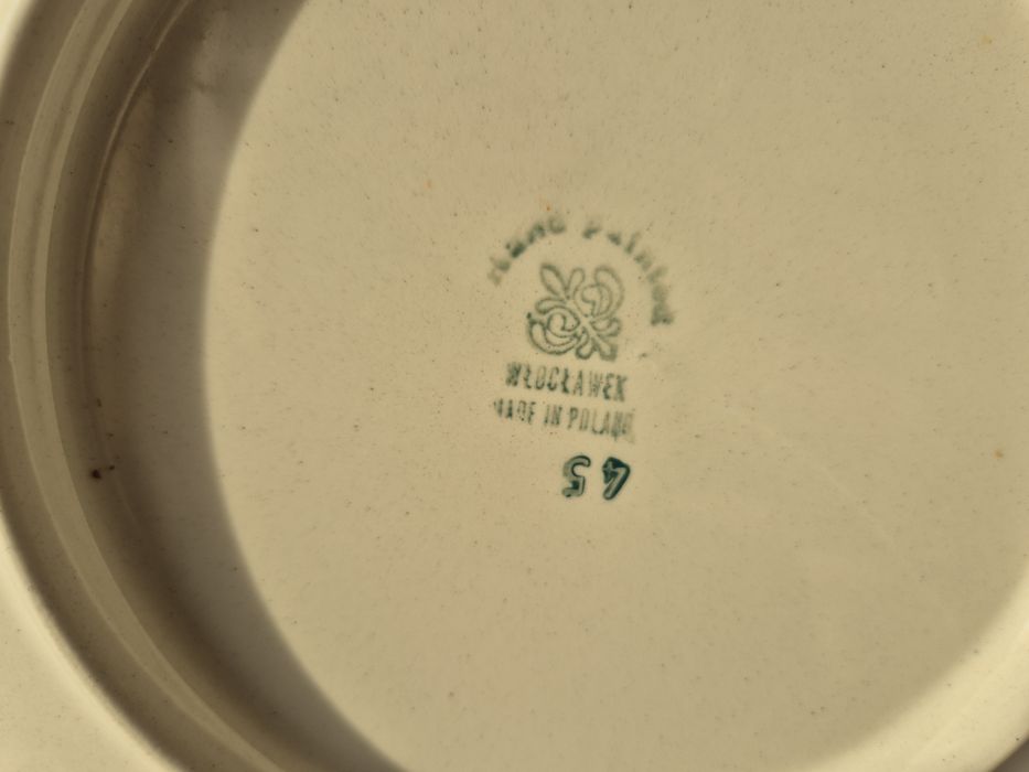 Ozdobny talerz Fajans Włocławek – sygnowany, ręcznie malowany