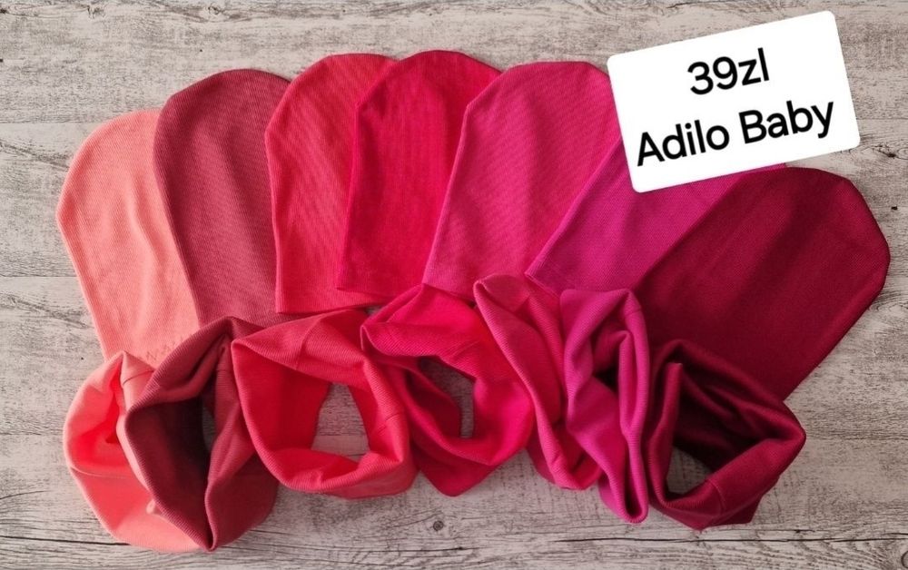 Czapka z kominem Mimi bawełniana kpl wiosenny prążkowany rozowy