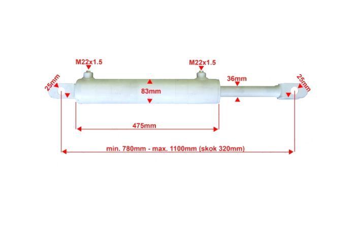 Siłownik Hydrauliczny Tłok 70x36 SKOK 320 [1011]