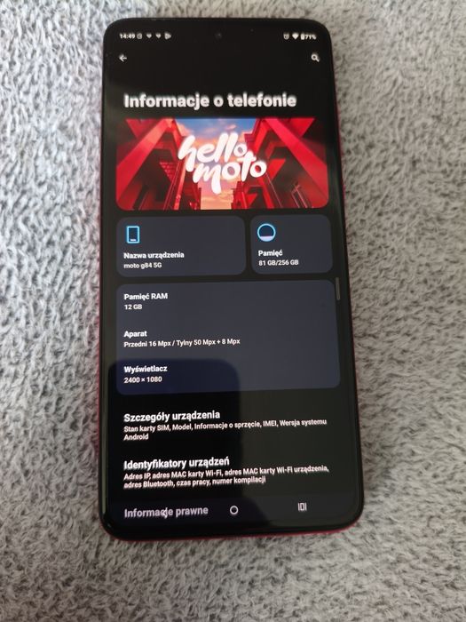 Motorola G84 5g czerwona