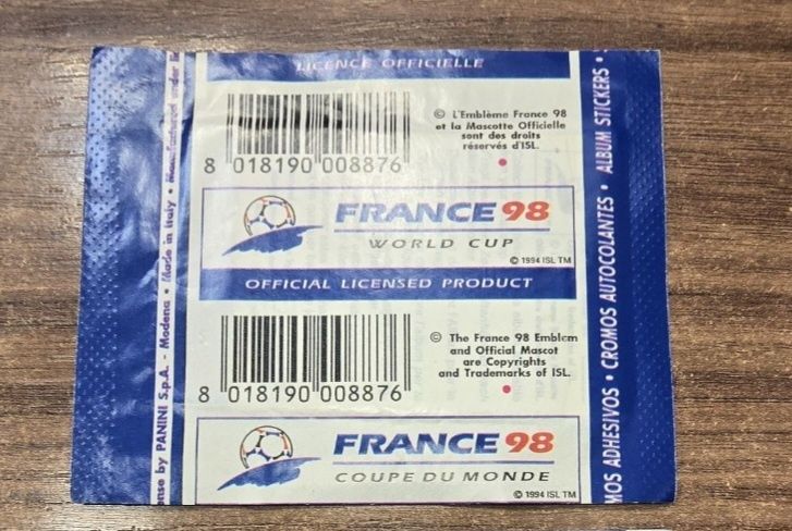 Saqueta selada cromos Panini Mundial França 1998