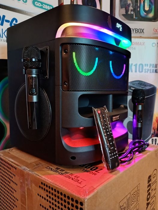 Блютуз караоке акустика Temeisheng-10(SD,USB,FM) пультДУ, 2микрофона