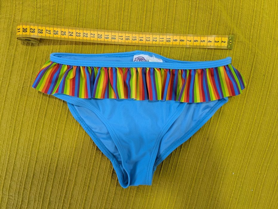 Cueca de Biquíni Menina Azul com Folhos, 5/6 anos