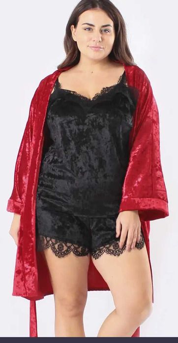 Комплект шортики майка халат велюровий трійка 42/44/46/48/50/52/54/56