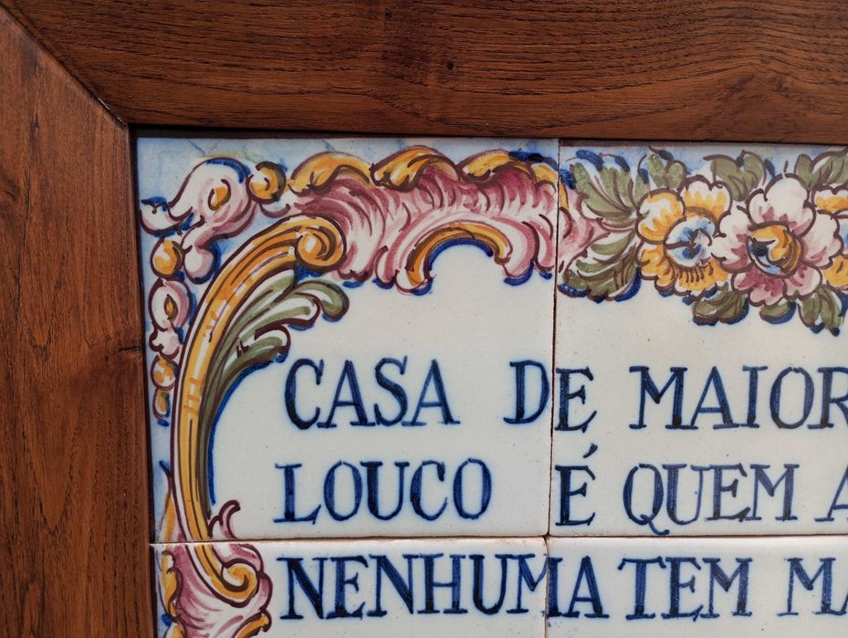 Antigo quadro de azulejos de Maria de Portugal Faiança de Battistini