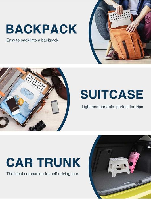 Drabinka, Składane Krzesło Niskie 28 cm, Antypoślizgowe, Białe