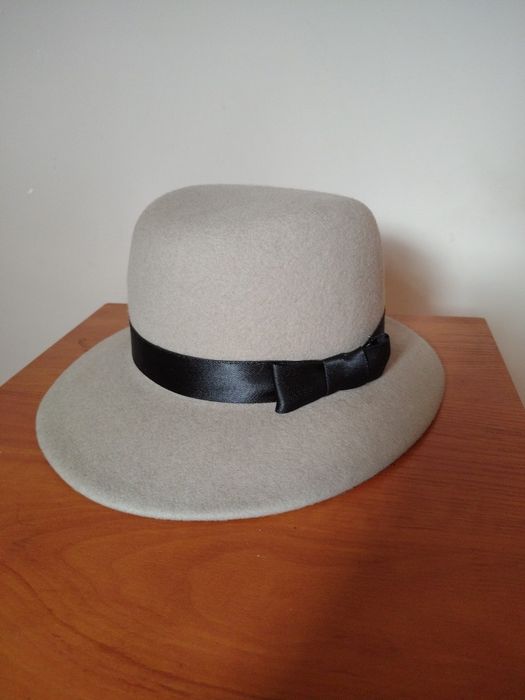 Kapelusz szary filc ,vintage  oryginalny