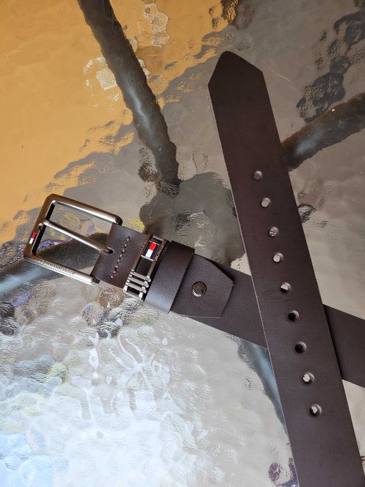 Brązowy męski skórzany pasek 135 cm