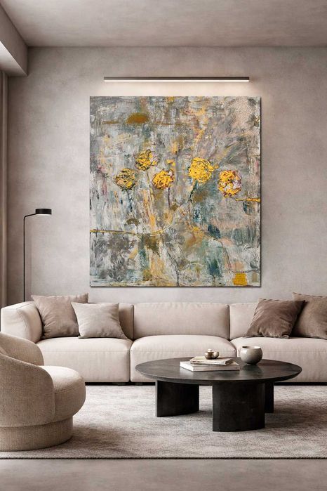 Картина абстракція  "Порцелянові троянди" 100x90см