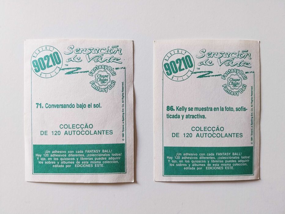 2 cromos BEVERLY HILLS 90210 (Chupa Chups) fantasy ball | lote