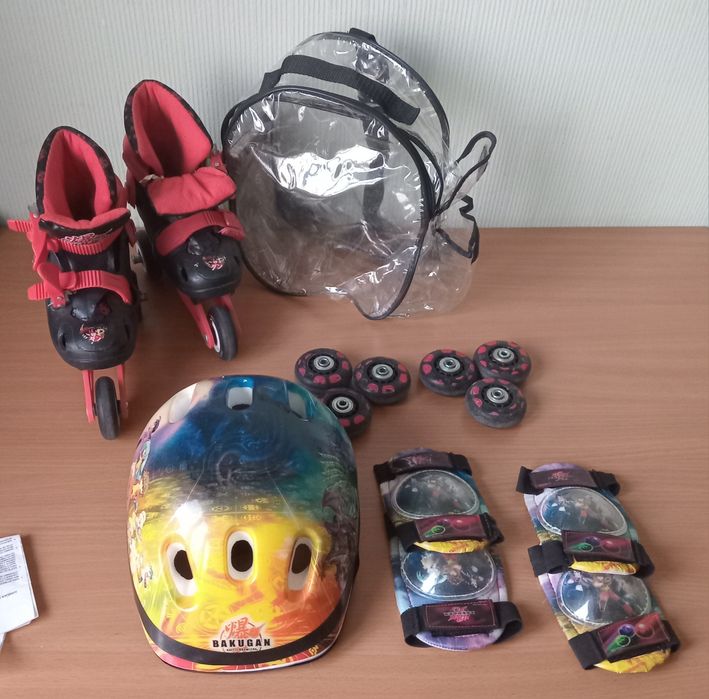 Дитячі ролики розсувні для початківців 3в1 Oxelo, Bakugan, з захистом