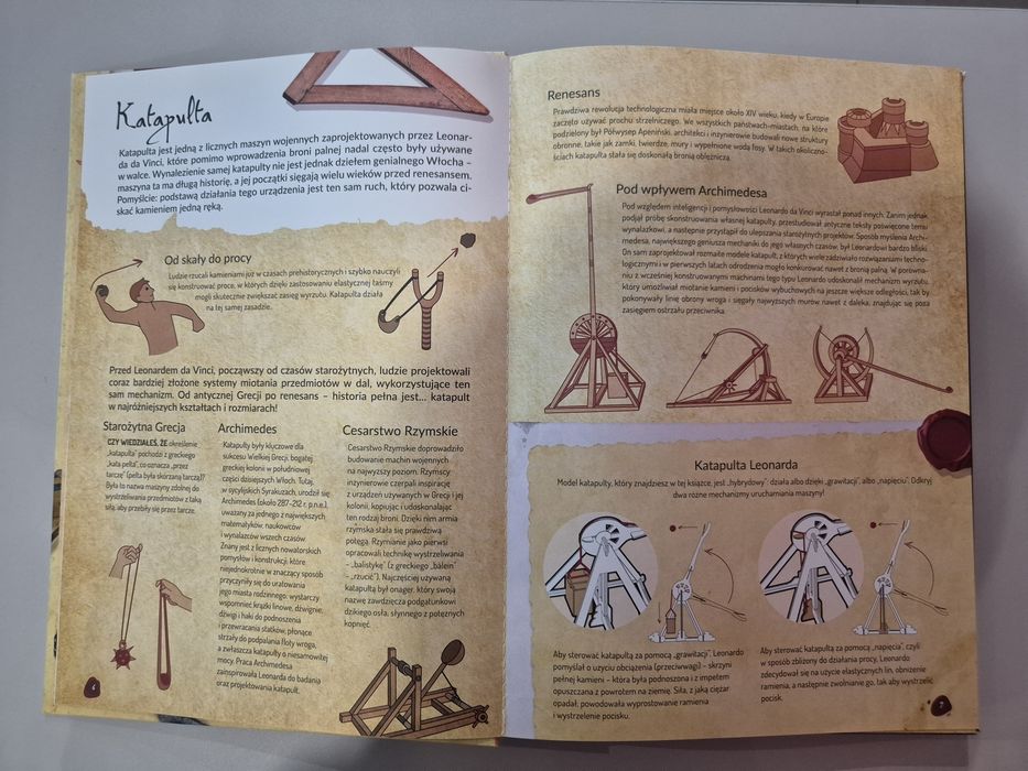 Leonardo da Vinci i jego maszyny: katapulta i kusza do złozenia
