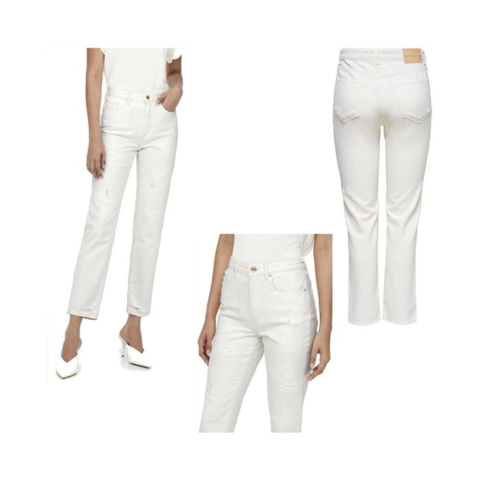 Spodnie Damskie ONLY ONLFINE LIFE 27W 32L Jeansy Ecru Bawełna