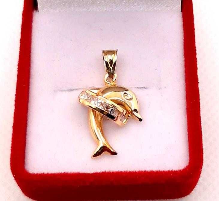 Złota zawieszka Delfin z cyrkoniami PR.585 W:0,73gr InterSKLEP